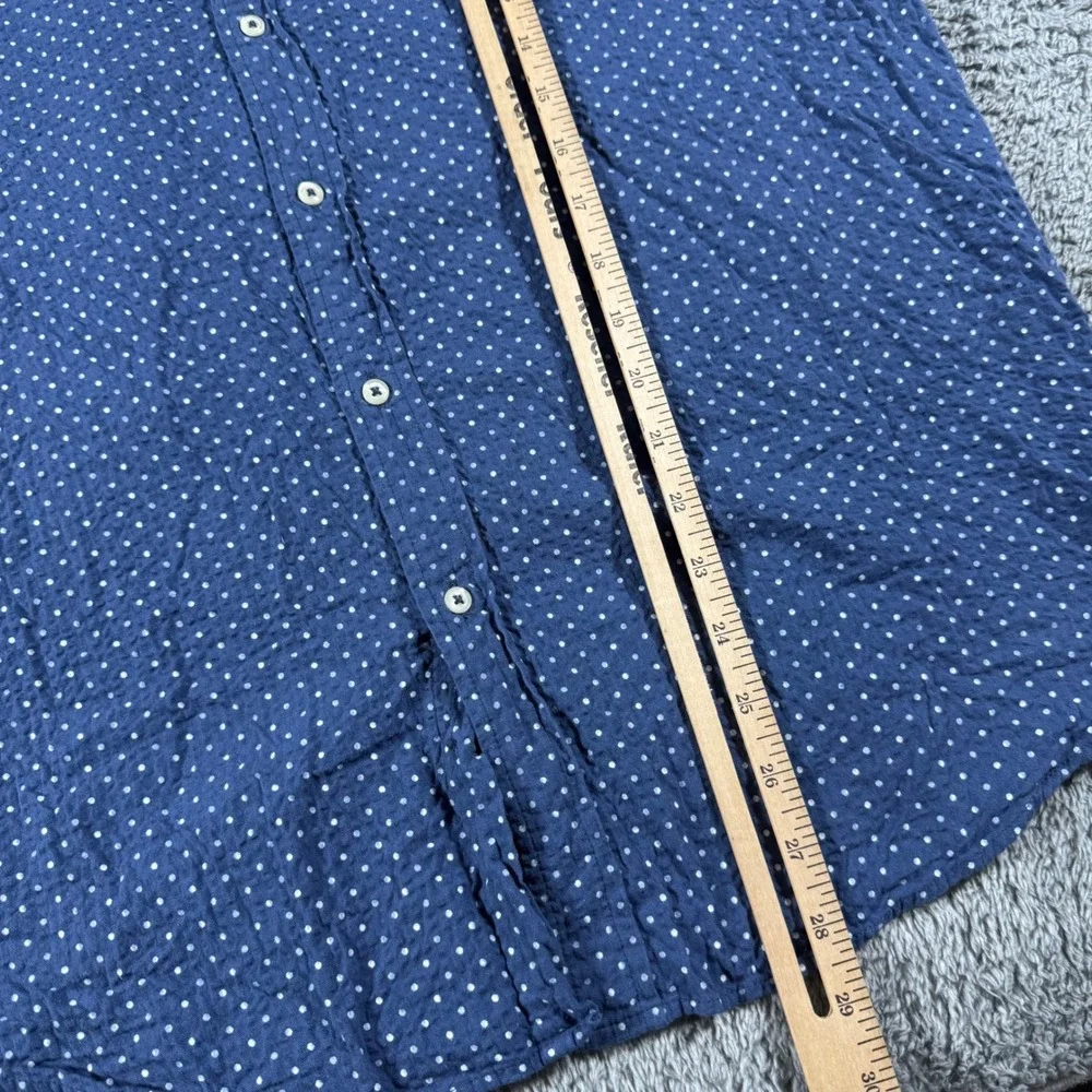 Brooks Brothers Shirt Mens Medium Blue Polka Dot Seersucker Short Sleeve Regular - Picture 6 of 6